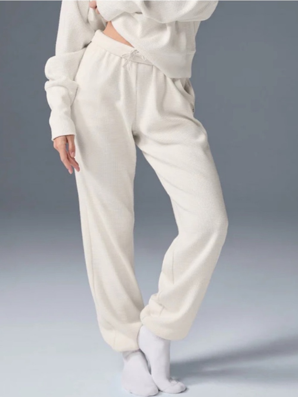 ALO Yoga Waffle Weekend Escape Jogger in Ivory